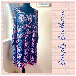 Coral Patterned Simply Southern Dress